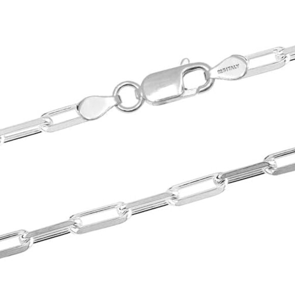 Diamond-Cut PaperClip Link Chain Necklace for Women  - Sterling Silver 925 - Picture 3 of 3